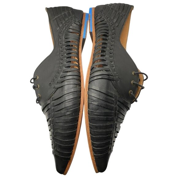 John Fluevog Womens Ella Size 10 Shoes Black Huarache Loafer Oxford Leather - Picture 7 of 9